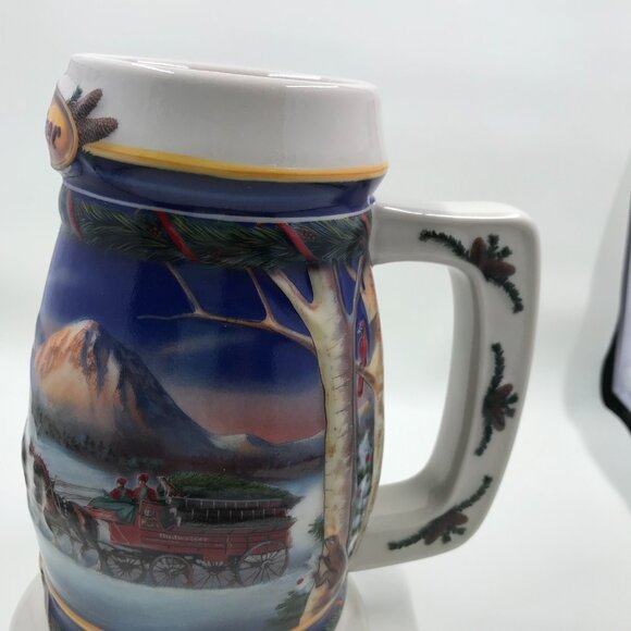 Budweiser Holiday Stein Mug 2000 The Clydesdale Legacy Holiday in the Mountains - Picture 8 of 12